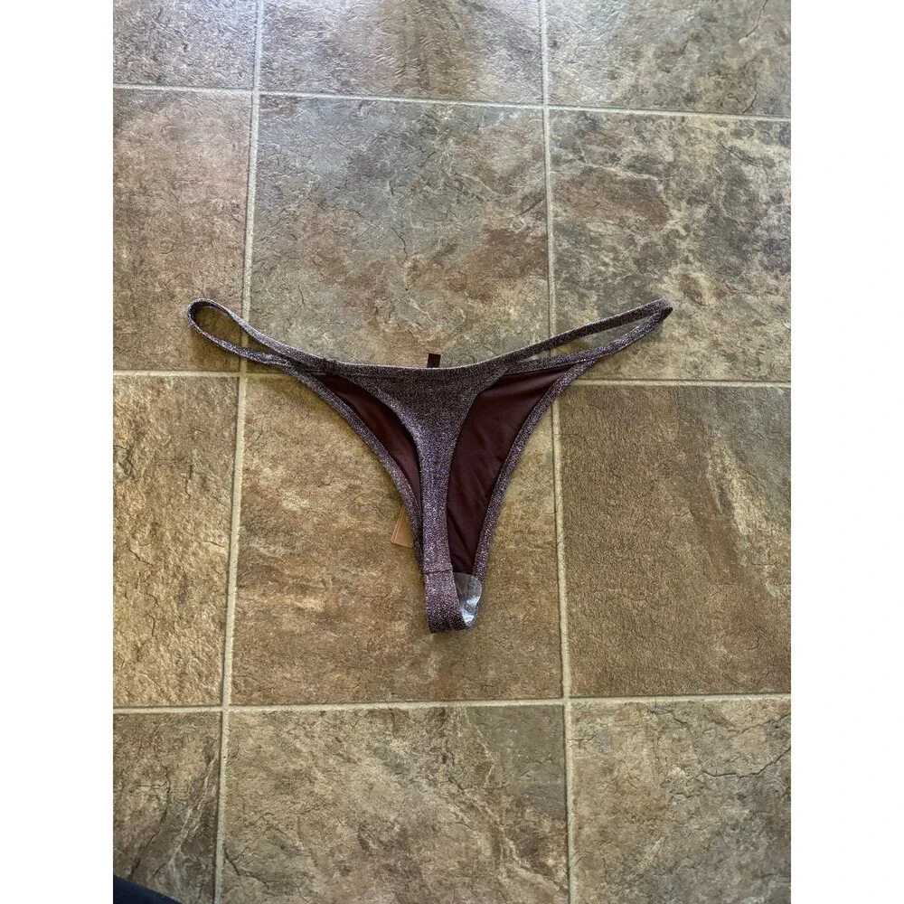 New Skims Swim Glitter Thong Bikini Bottom Cocoa Size 3X